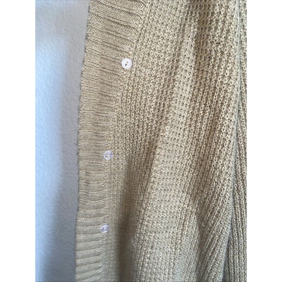 Michael KORS Women Long Knit Cardigan Wool Granny Pockets Camel Large Preppy - Picture 6 of 10
